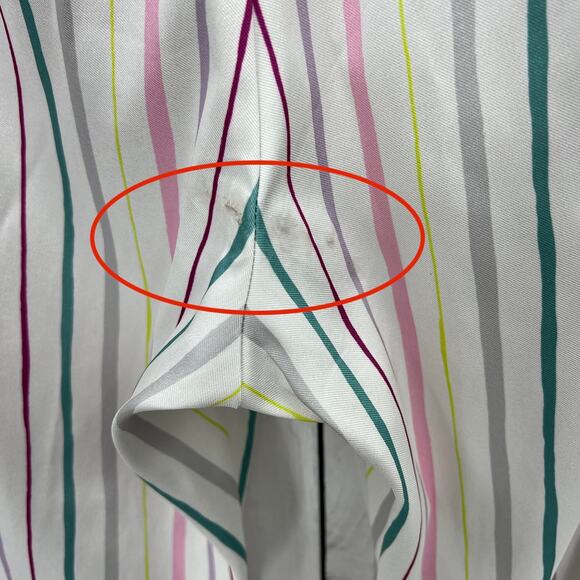 Badgley Mischka US 10 White Pastel Striped Crop Pants High Waist - Picture 9 of 10